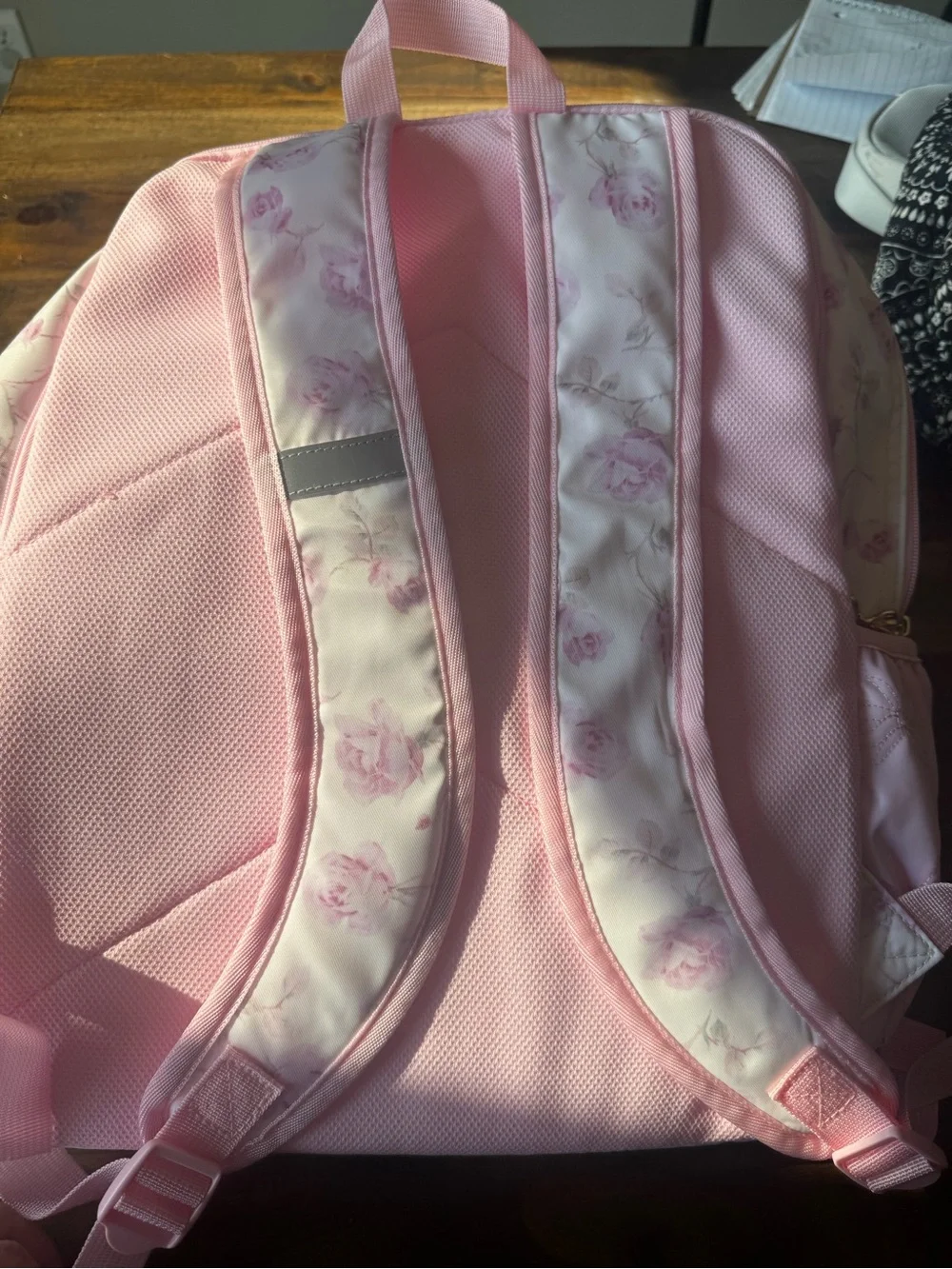 LoveShackFancy Light Pink Floral Quilted Kids Backpack with Bow Charm